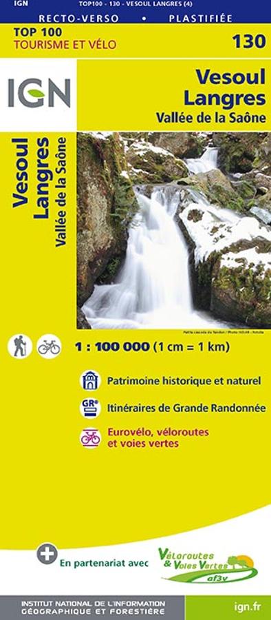 Carte IGN 130 - Vesoul, Langres - Vallée de la Saône