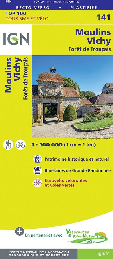 Carte IGN 141 - Moulins, Vichy - forêt de Tronçais
