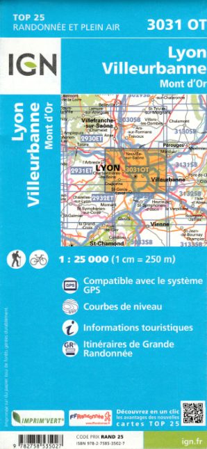 Carte IGN - Lyon, Villeurbanne