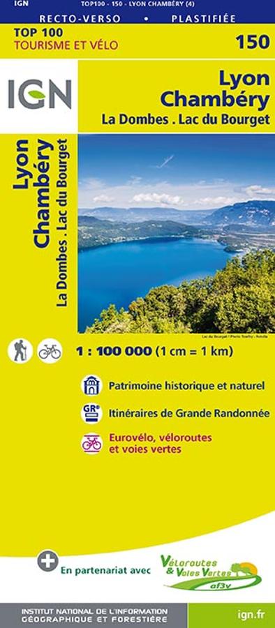 Carte IGN TOP 150 - Lyon, Chambéry, La Dombes, Lac du Bourget