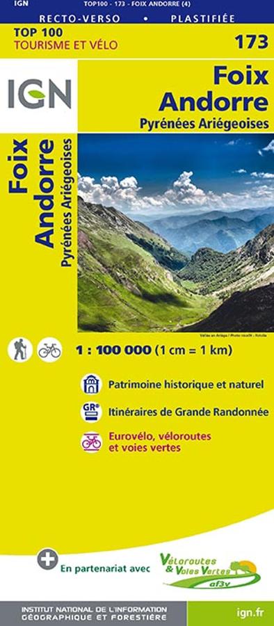 Carte IGN TOP 173 - Foix, Andorre