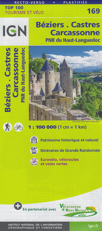 Carte IGN n°169 - Béziers, Castres, Carcassonne