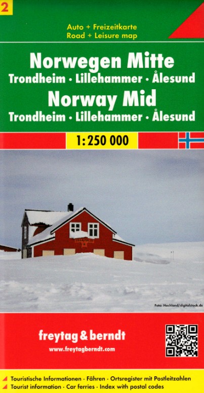 Road and leisure map Norway Mid