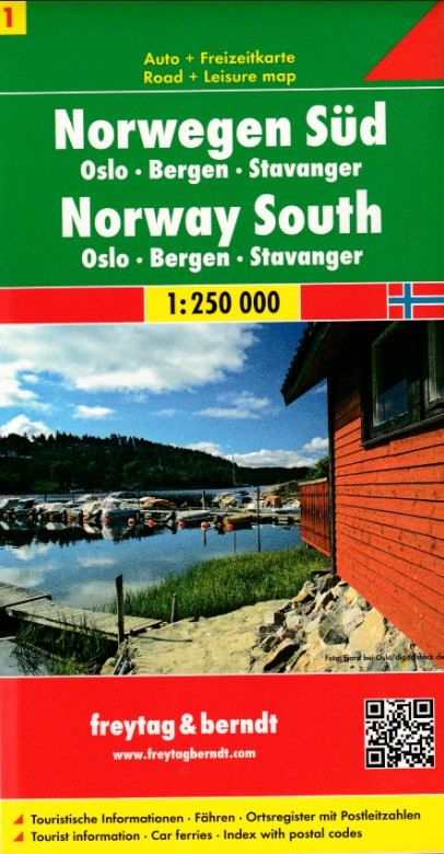 Road and leisure map Norway South