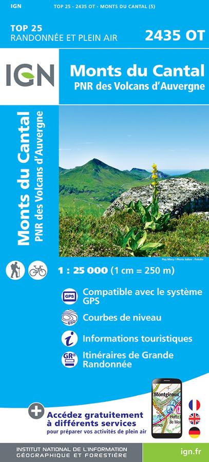 Monts du Cantal et PNR des Volcans d'Auvergne - IGN TOP 25