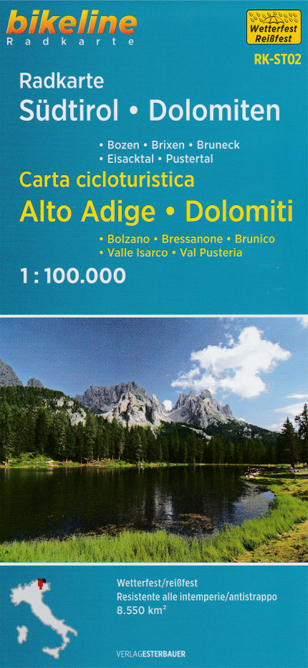 South Tyrol cycle map and Dolomites