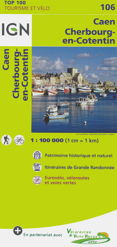 Caen Cherbourg en Cotentin carte IGN TOP 106