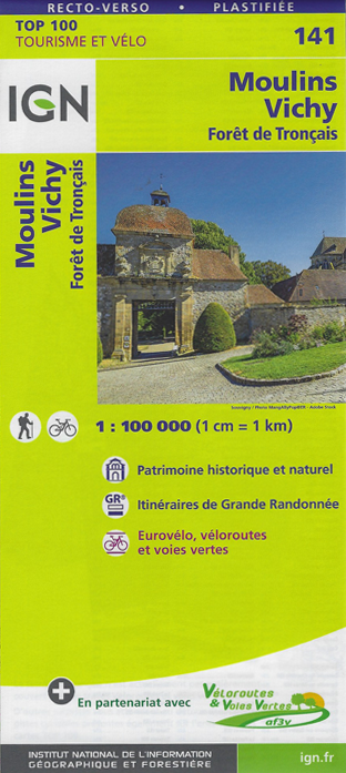 Carte IGN TOP 141 - Moulins, Vichy