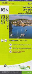 Carte IGN TOP  123 - Vannes, Lorient, Belle-Ile, Golfe du Morbihan