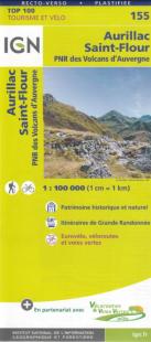 Carte IGN TOP 155 - Aurillac, Saint-Flour, PNR des Volcans d'Auvergne