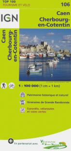 Carte IGN TOP  106 - Caen, Cherbourg-en-Cotentin